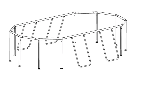 Coleman Power Steel 16' x 10' x 48" Oval Above Ground Pool Frame Set Replacement, Light Gray